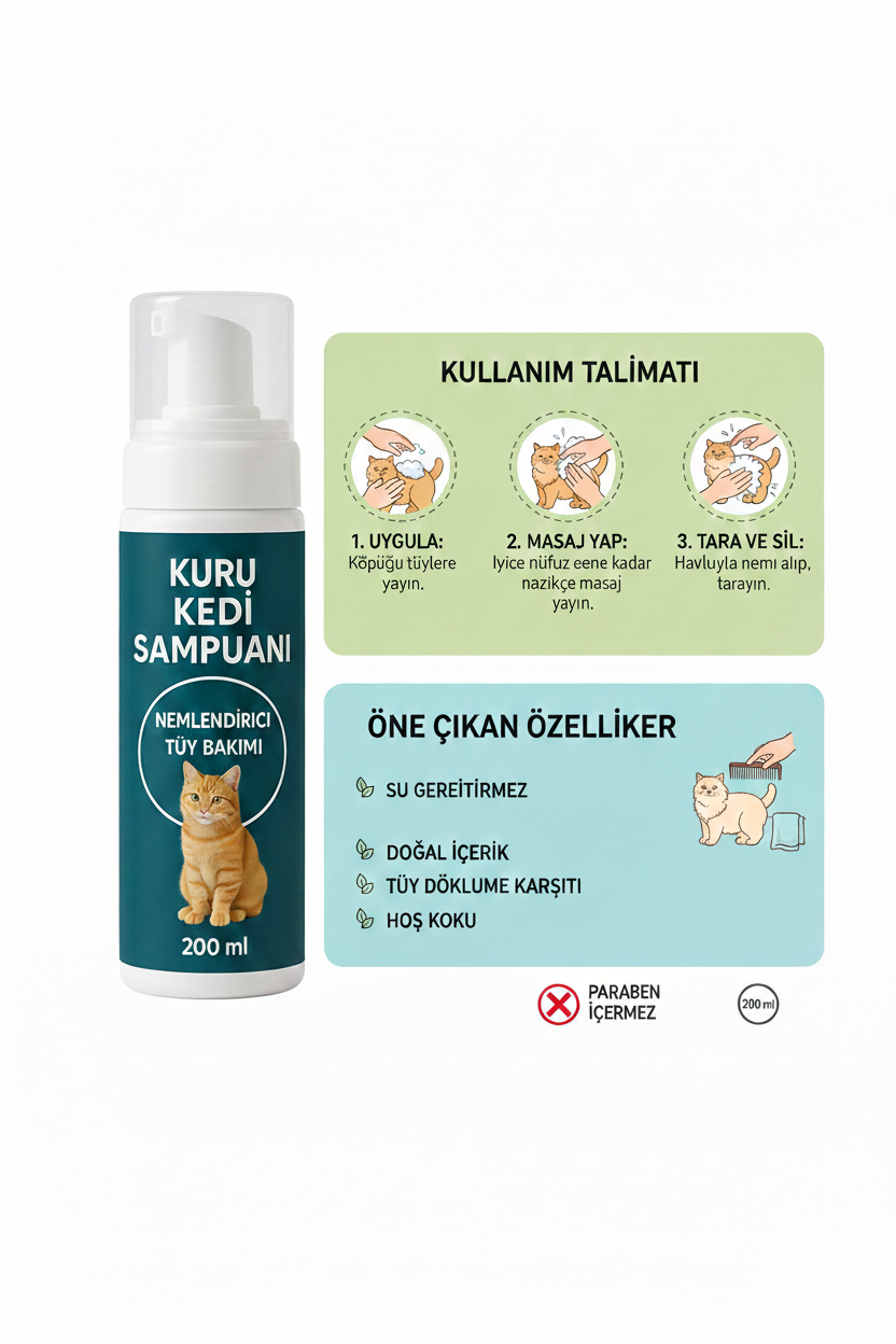 Kedi Kuru Şampuanı